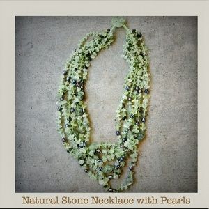 Natural Stone Necklace with Pearls